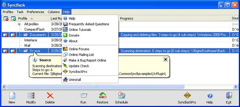 SyncBack Screenshot